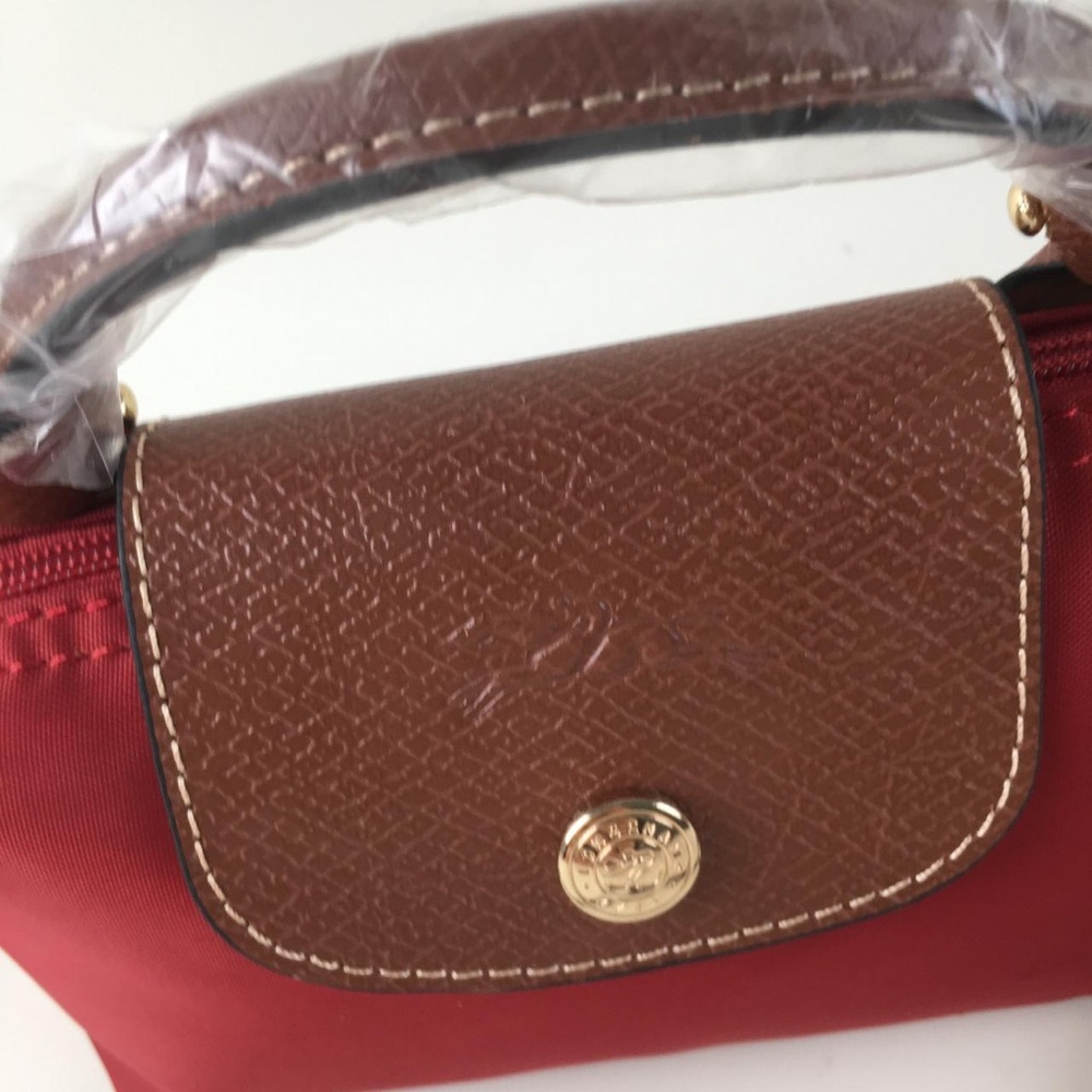Longchamp Red Crossbody with Brown Trim and Gold Hardware NWT - Picture 5 of 9